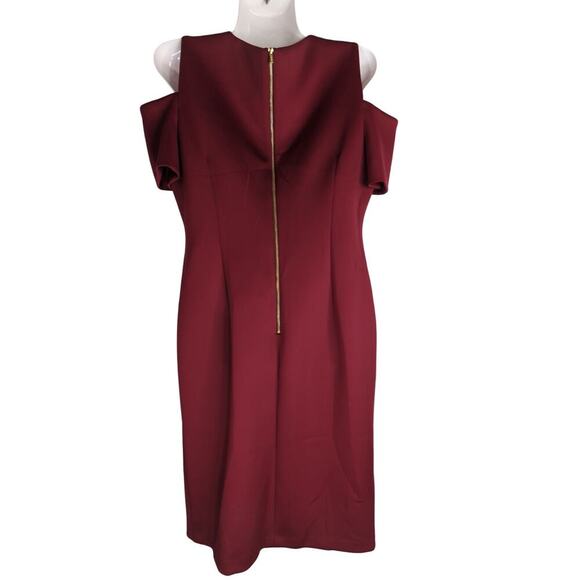 Calvin Klein Women's Solid Cold‎ Shoulder Evening Party Dress Red Size 12 NWOT - Picture 6 of 12